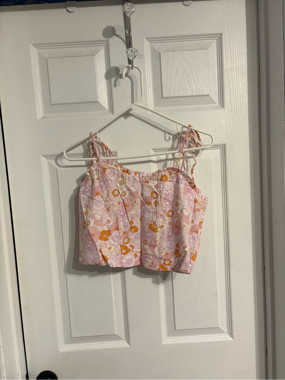 Ricki's Pink Floral Tie-Shoulder Camisole with Orange Accents